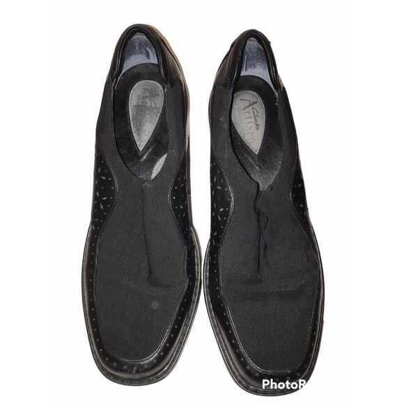 CLARKS ARTISAN COLLECTION WOMENS DRESS/OFFICE SHOES SIZE 8 M BLACK LEATHER UPPER - Picture 2 of 7